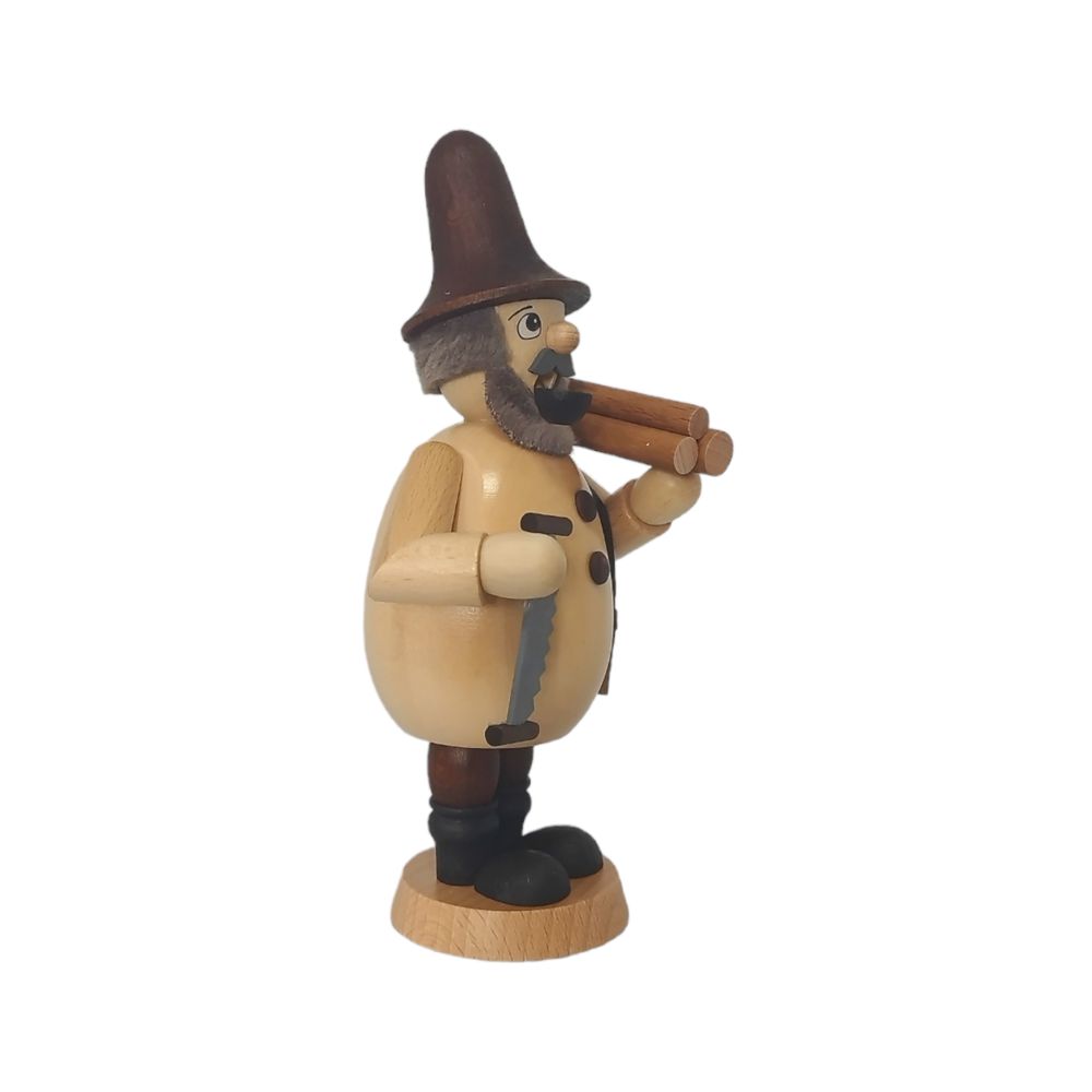 Räuchermann Waldwichtel mit Säge, natur – Bild 4