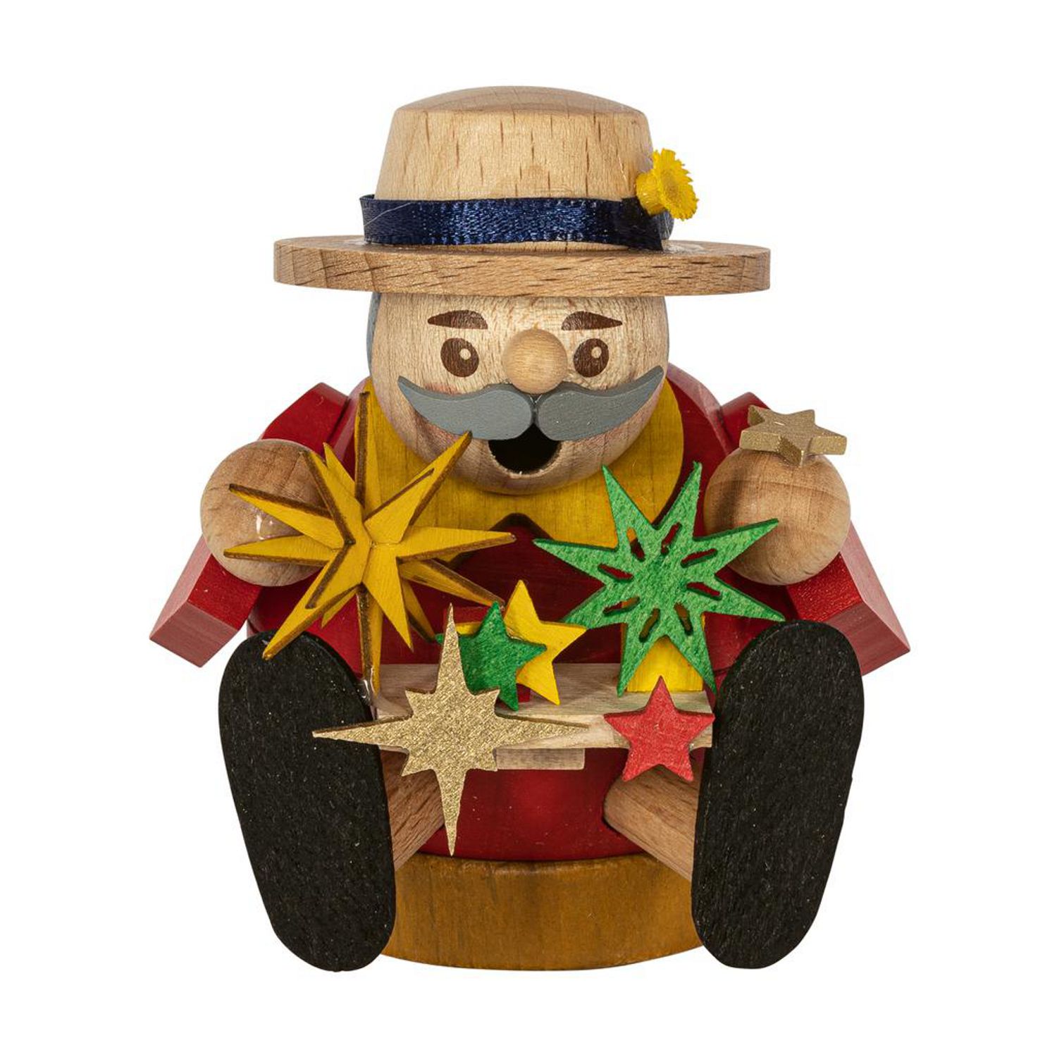 Minikugelräuchermann Sterneverkäufer, sitzend