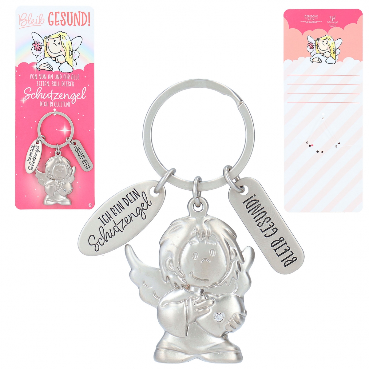 Schutzengel Schlüsselanhänger Bleib gesund – Herz Pink