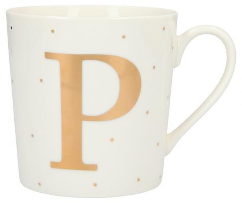 Porzellan-Becher mit Goldverzierung und Buchstabe „P“