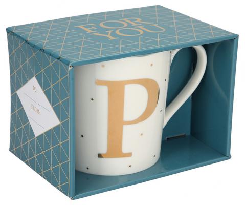 Porzellan-Becher mit Goldverzierung und Buchstabe „P“ – Bild 2