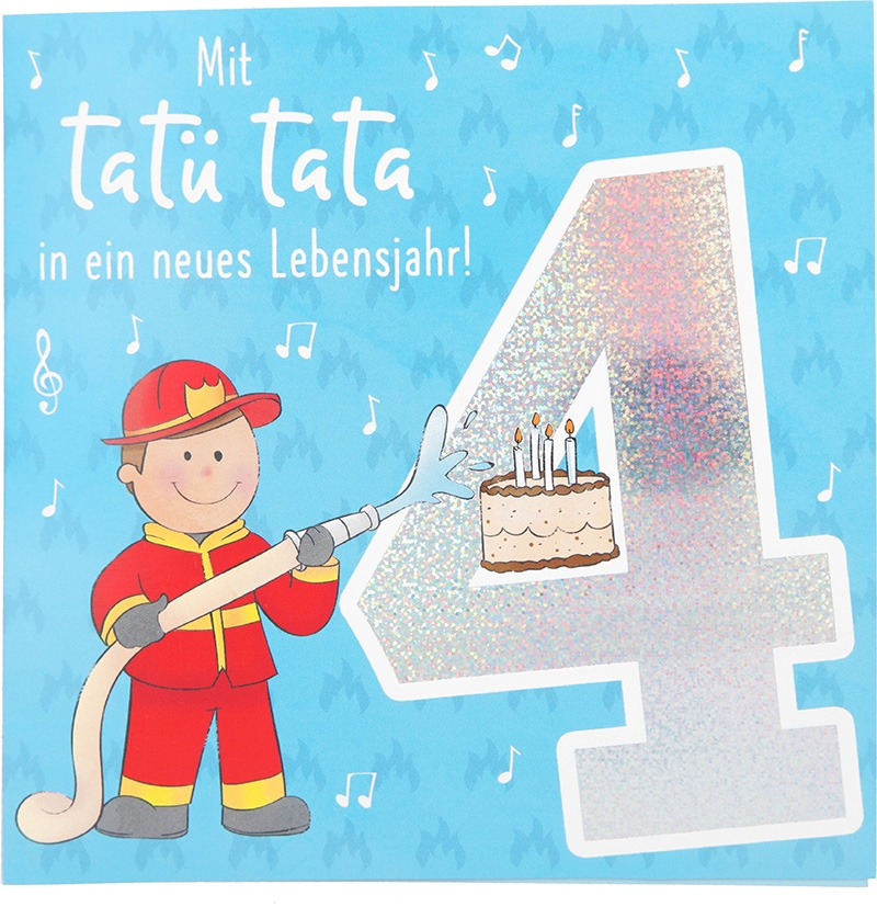 Musikkarte 4. Geburtstag / hellblau
