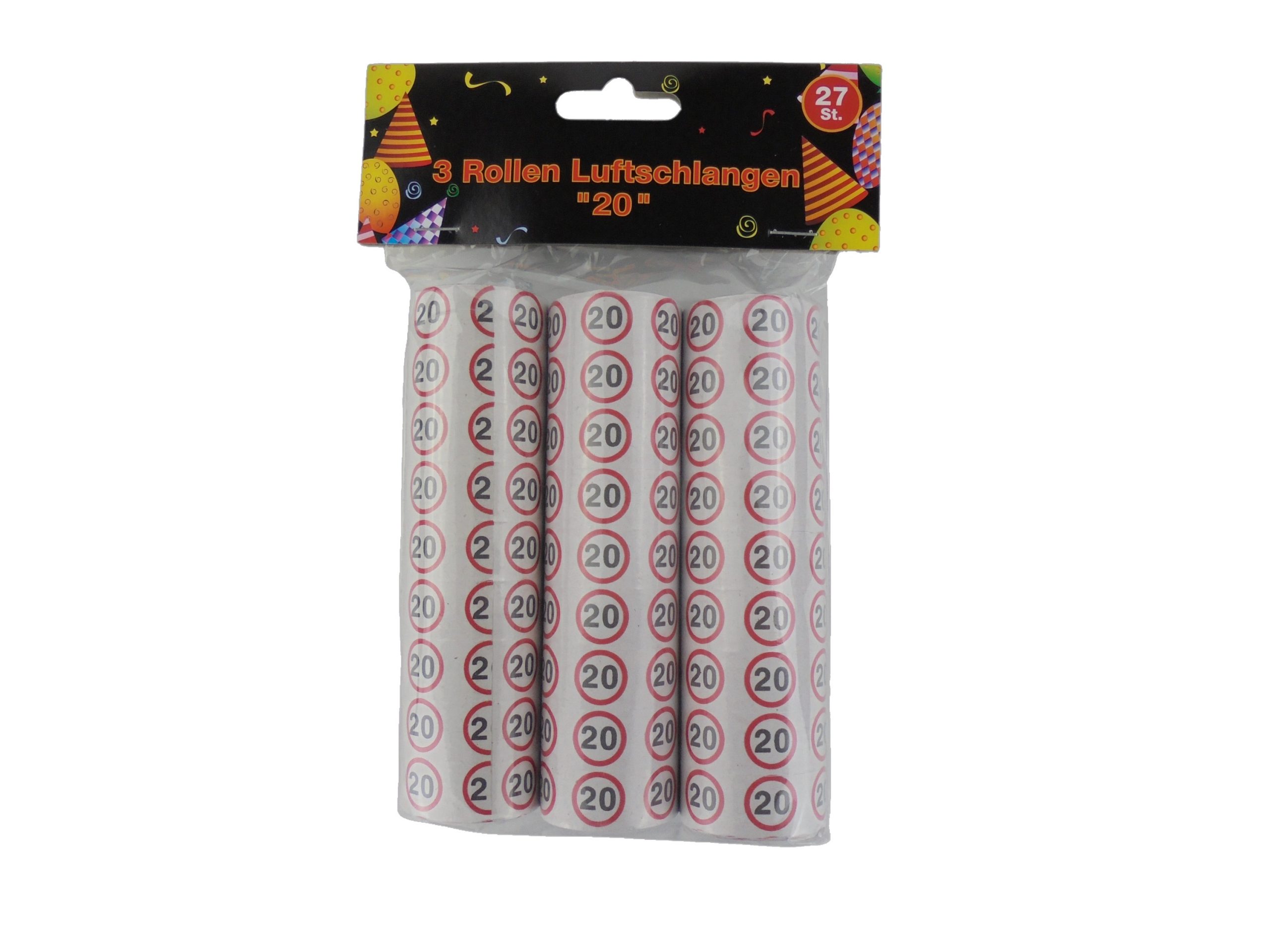 Luftschlangen zum 20. Geburtstag “Verkehrsschild”