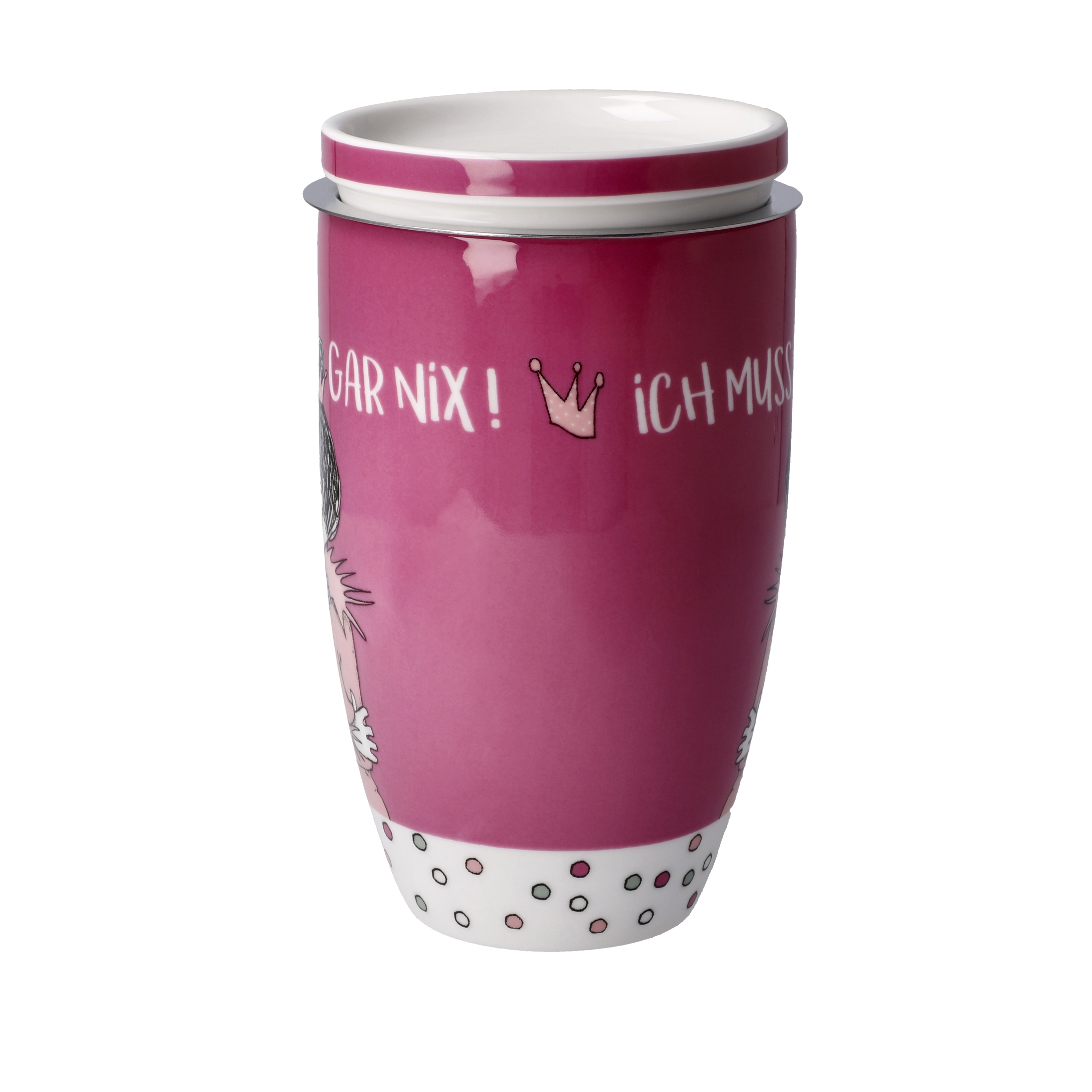 GOEBEL – Teetasse mit Deckel und Sieb – Barbara Freundlieb – “Ich muss gar nix!” – Bild 5