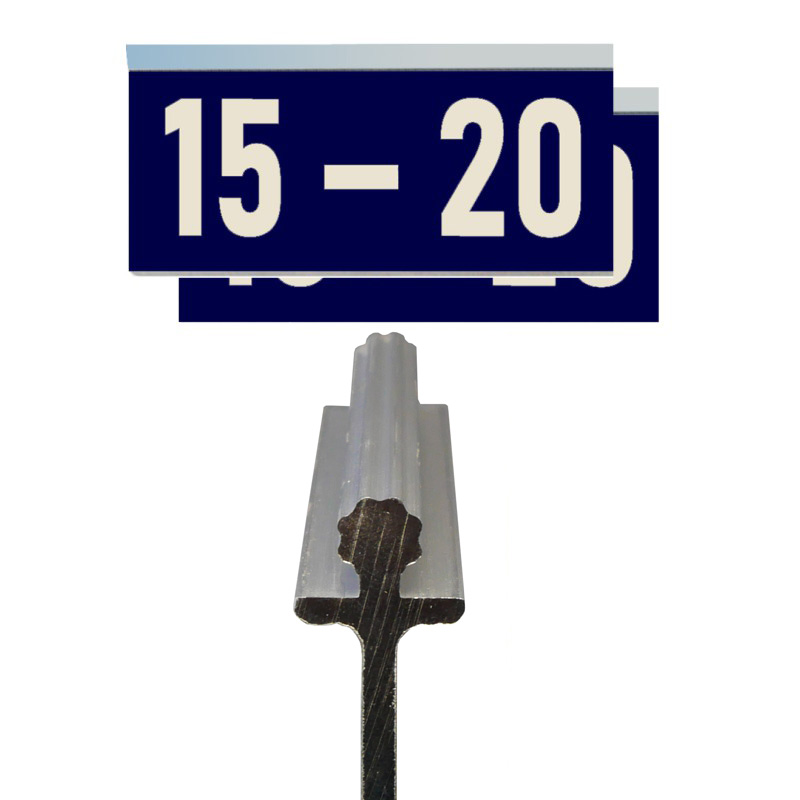 Hausnummernschild für Straßennamen Blau Lackfolie/Weiß RA1 zweiseitig, Profil Rund, 60 mm