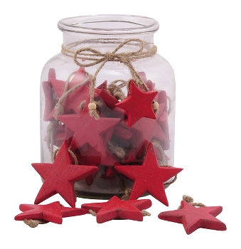 Holz Stern rot zum hängen – Fünfzackiger Sternhänger Mangoholz – Dekoration für Innen und Außen