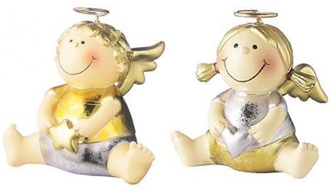 Mila Engel und Bengel Deko Figur sitzend mit Herz oder Stern