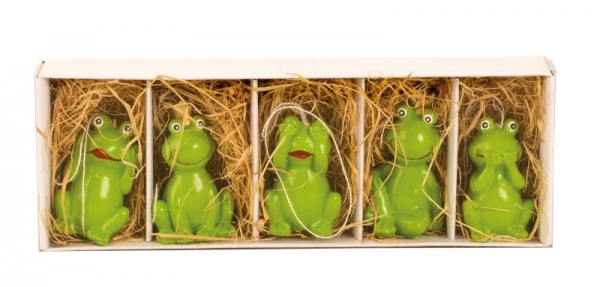 5 Frösche zum hängen – Geschenkbox mit Froschkönig, Frosch Nichts hören, nichts sehen, nichts sagen und schmunzel Froschkönig