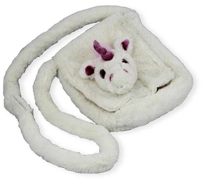 Kindergartentasche Einhorn Umhängetasche, Kuscheltasche Tier Plüsch mit Klettverschluss