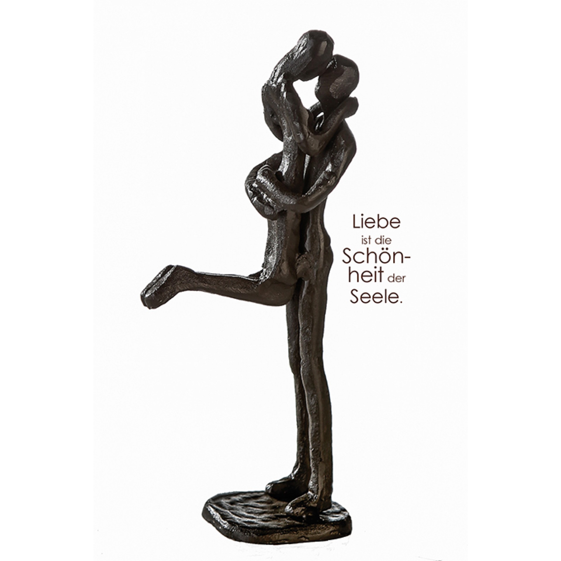 Liebespaar Figur Kissing – Design Skulptur aus Eisen – brüniert