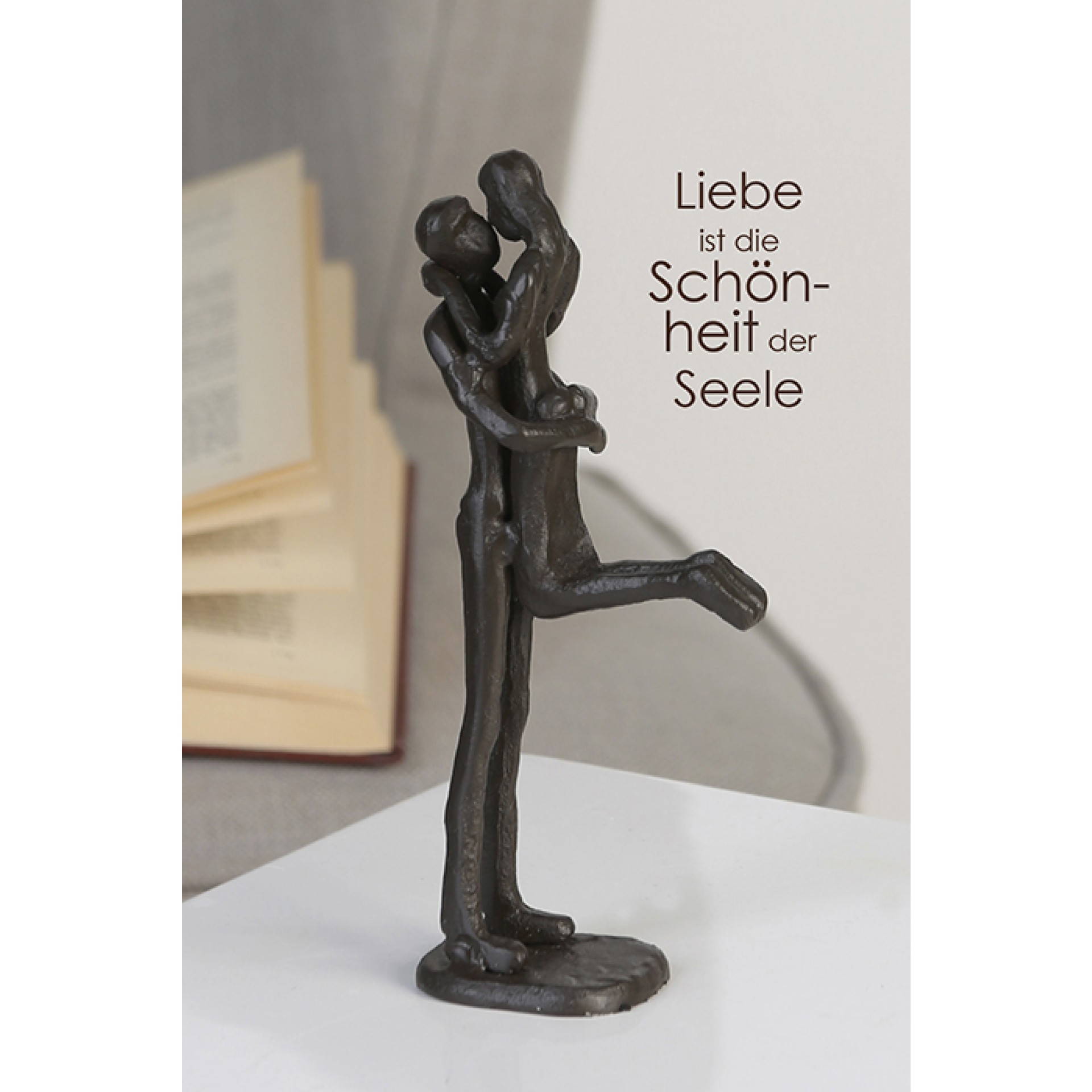 Liebespaar Figur Kissing – Design Skulptur aus Eisen – brüniert – Bild 2
