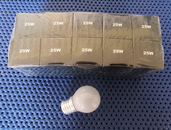 Glühbirne E27- G45- 25 Watt-frostet – Glühlampe 25 W Tropfen , matt – Bild 3