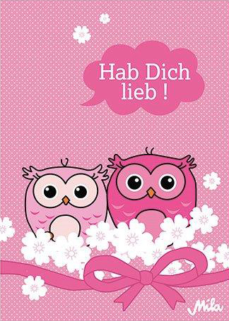 Mila Postkarte Hab dich lieb – Liebe Karte Eulen