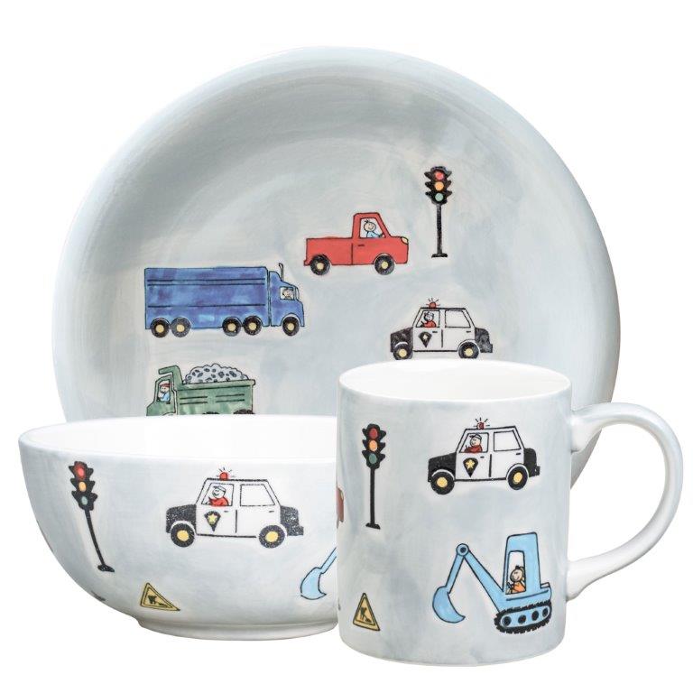 Mila Road Traffic Sammler Set Autos – Becher + Teller + Kinderschale