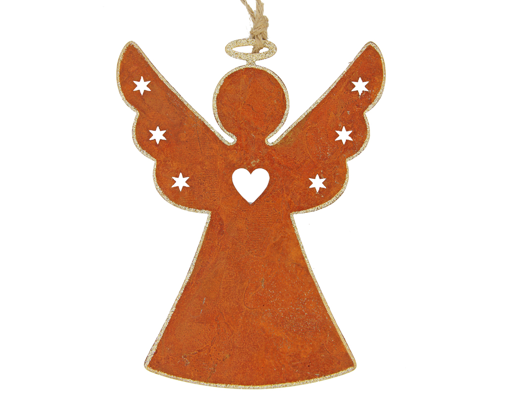 Rostengel mit Glitzer zum Aufhängen