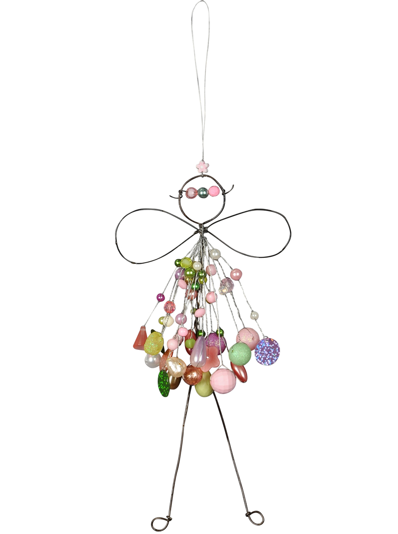 Verzierte Draht Fee zum Aufhängen – Engel mit Perlen – Fensterdekofee Drahtengel in verschiedenen Farben – Bild 4