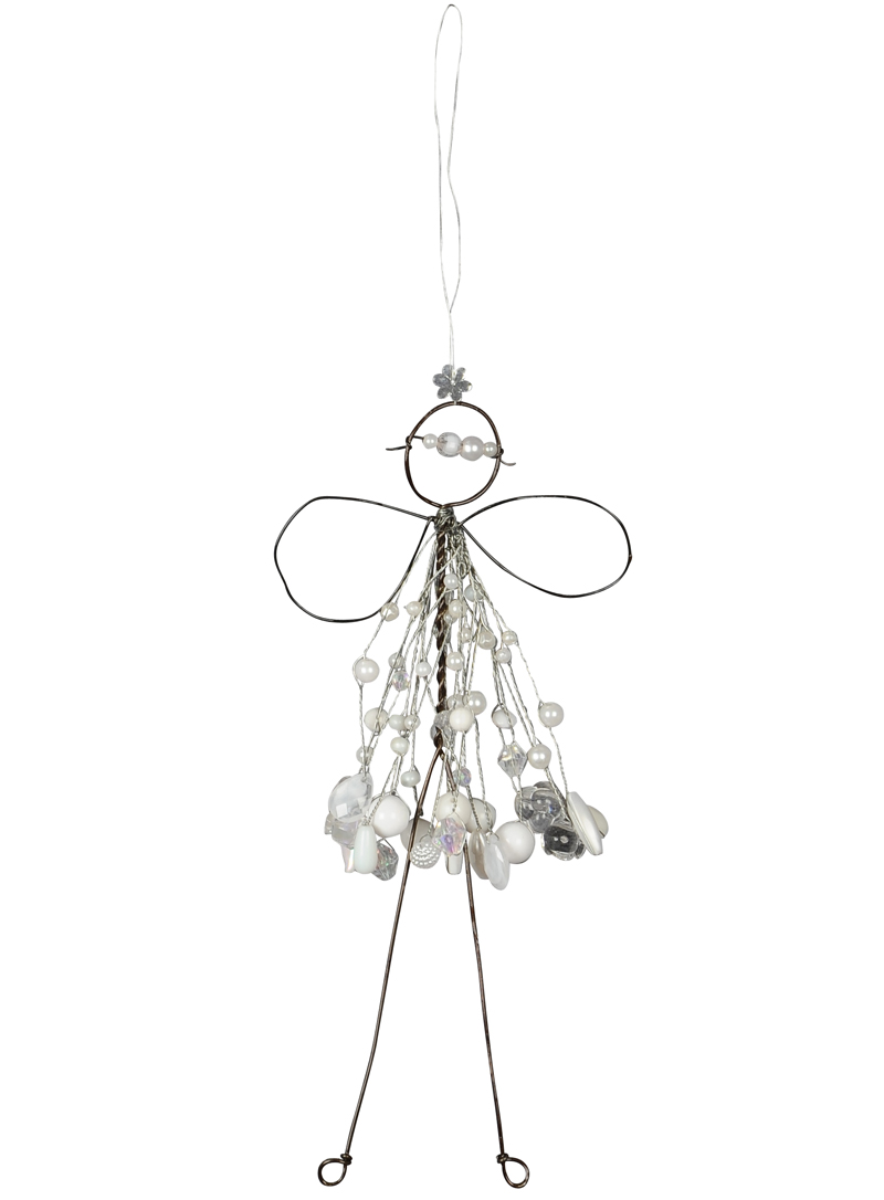 Verzierte Draht Fee zum Aufhängen – Engel mit Perlen – Fensterdekofee Drahtengel in verschiedenen Farben – Bild 3