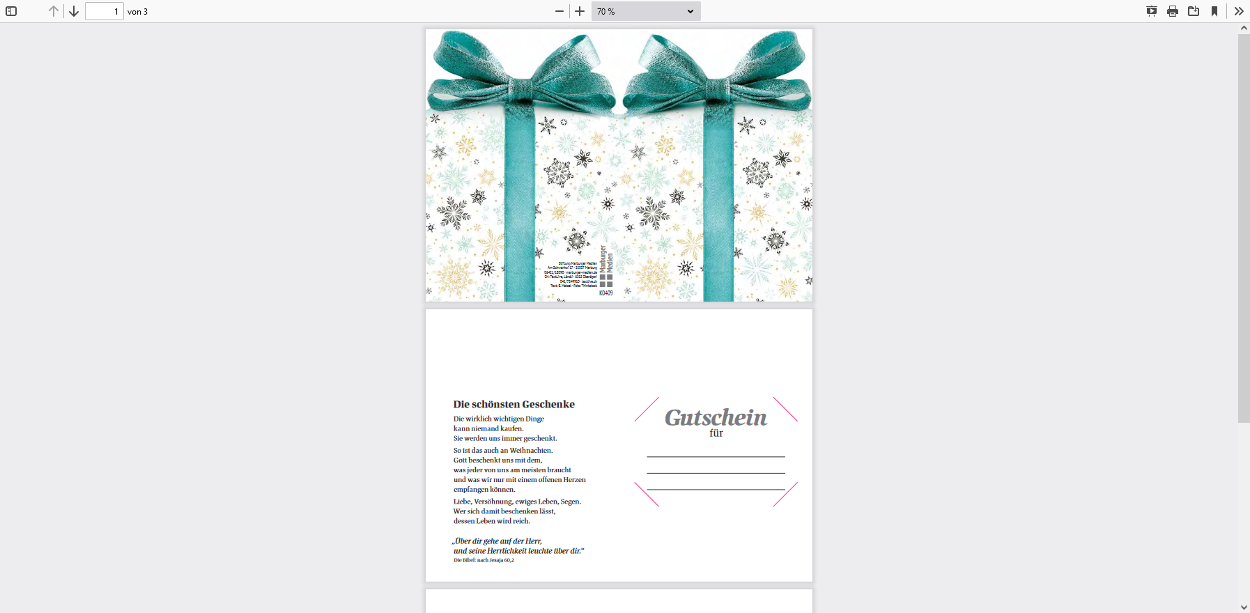 Geschenkkarton Klappkarte für Gutscheinkarte – Gutschein in Geschenkform – Weihnachtsbaumanhänger – Bild 2